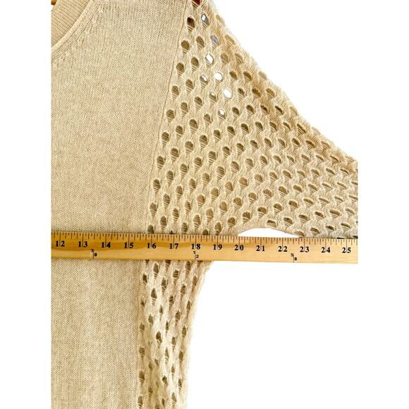 Hayden 100% Cashmere Light Slouchy Cream Oversized Minimal Sweater XS Open Weave - Picture 8 of 9